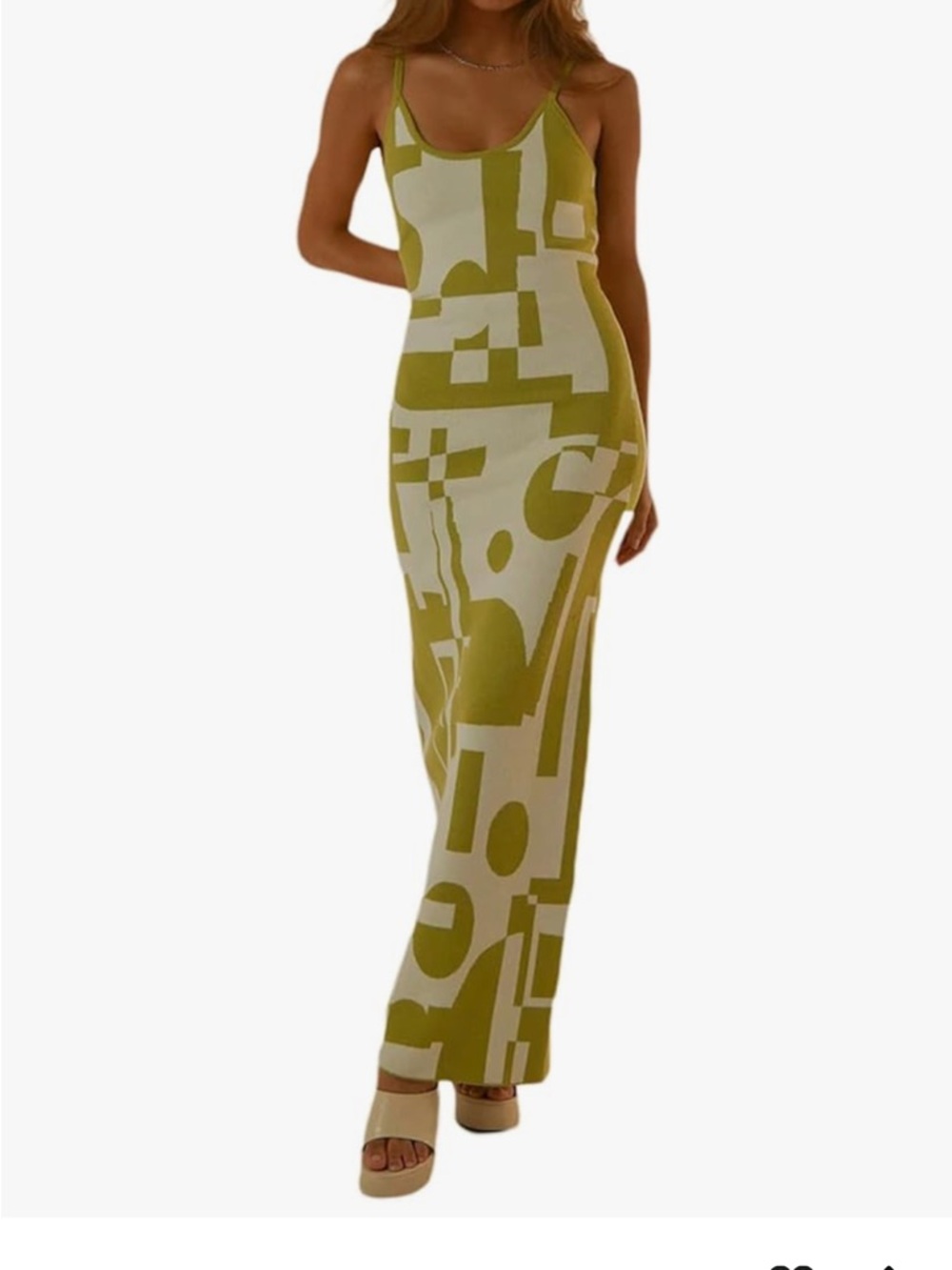 Olive Green Spaghetti Strap Midi Dress